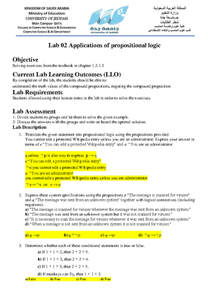 Lab04 solution - Test - Lab 04 Predicates and Quantifiers Objective ...