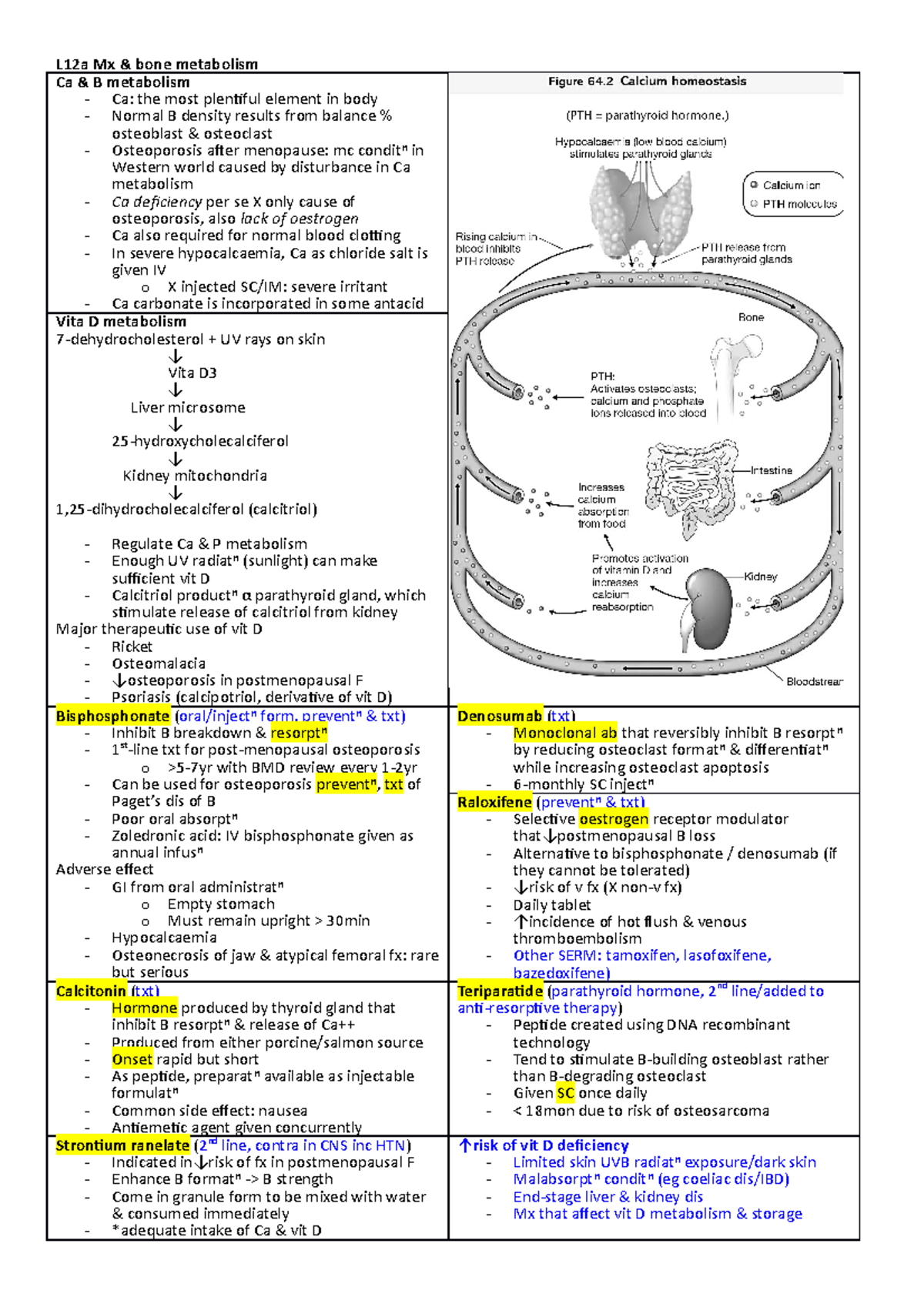 402 Notes L12 - 402 - L12 B Metabolism - L12a Mx & Bone Metabolism Ca ...