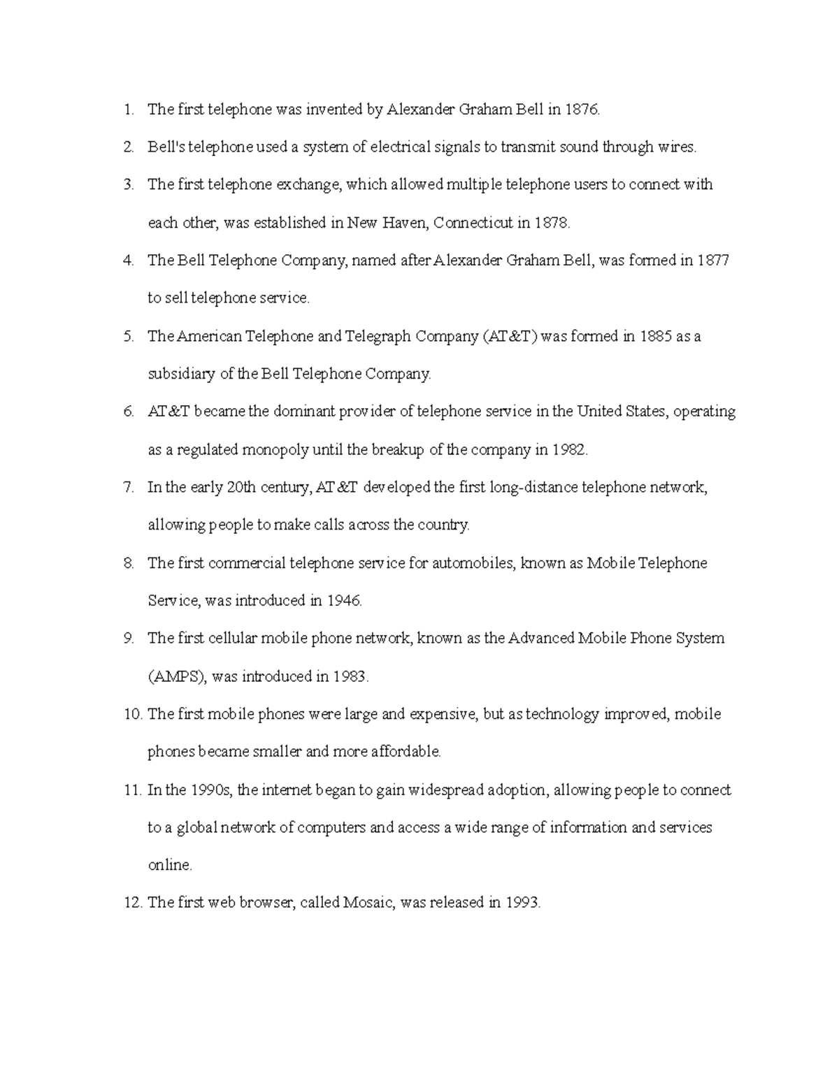 The history of the American telecommunications industry, including the ...