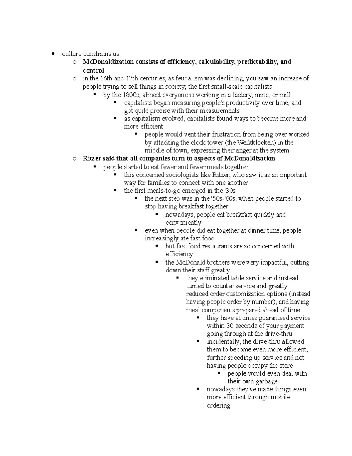 Efficiency and McDonaldization – The Fast Food Phenomenon and Its Impact