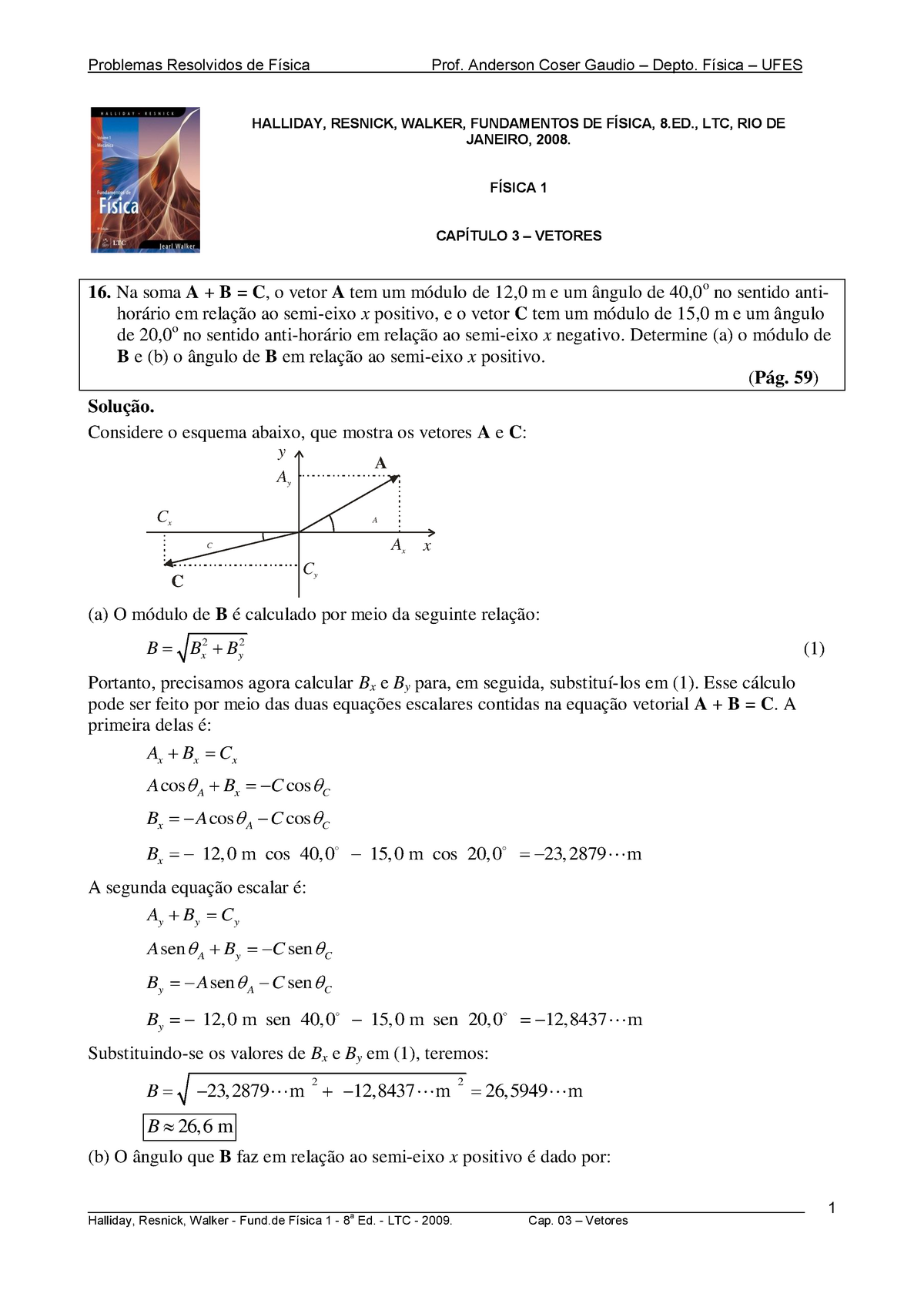 02-vetores - Exercicios Resolvidos - 1 HALLIDAY, RESNICK, WALKER ...