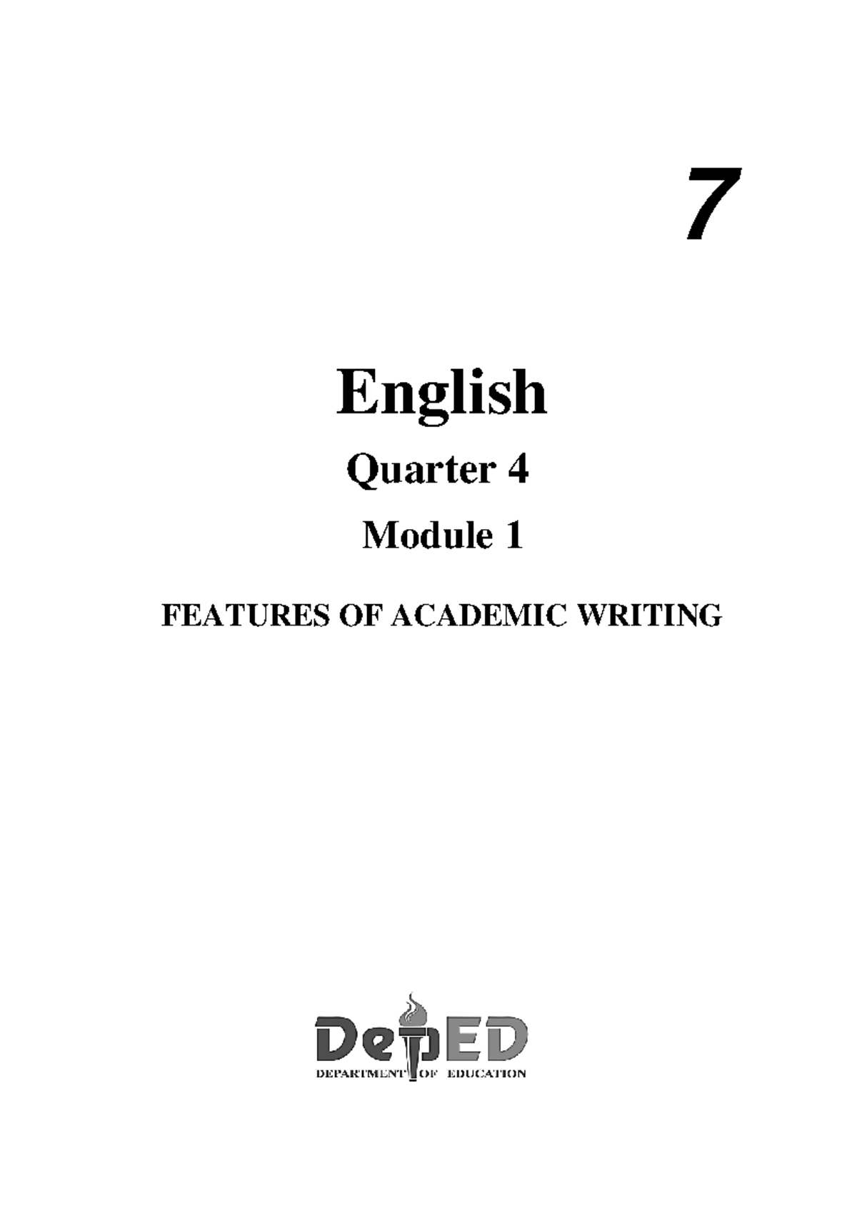 1 Q4 English - Fourth Quarter Module 1 for Grade 7 Class - 7 Quarter 4 ...