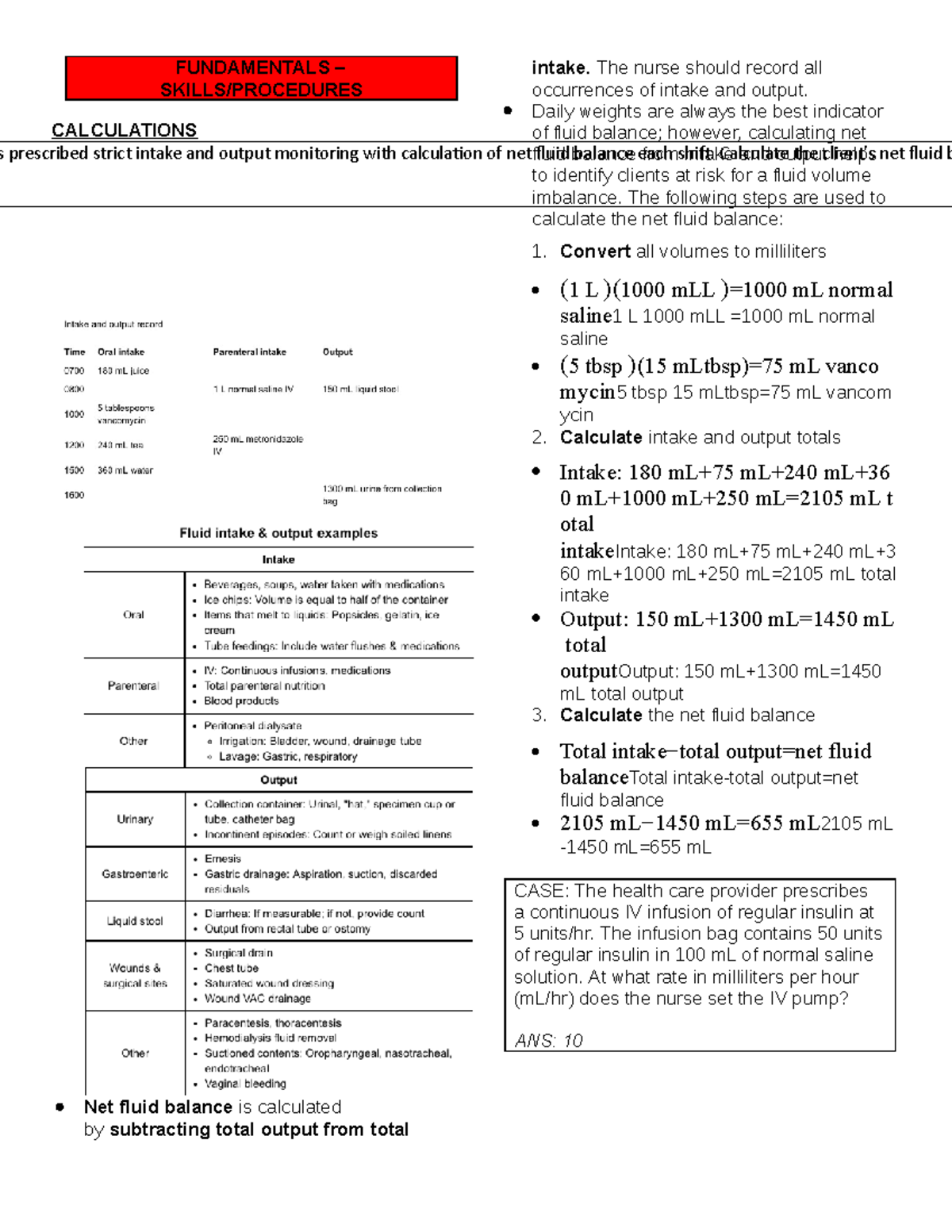 Funda-skills procedures - strict intake and output monitoring with ...