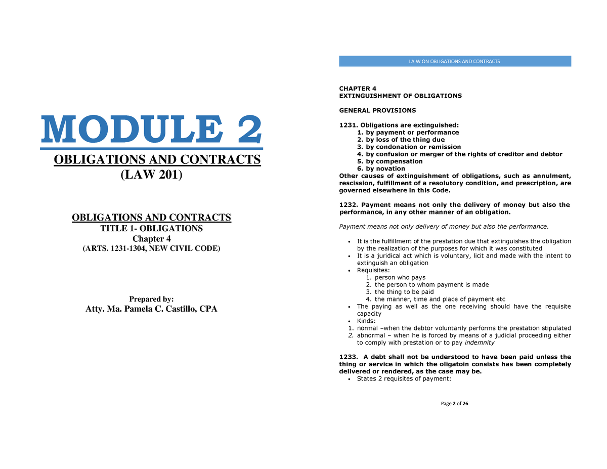 Module 2 1231 1304 - Law 201 - BS Accountancy - BatStateU - Studocu