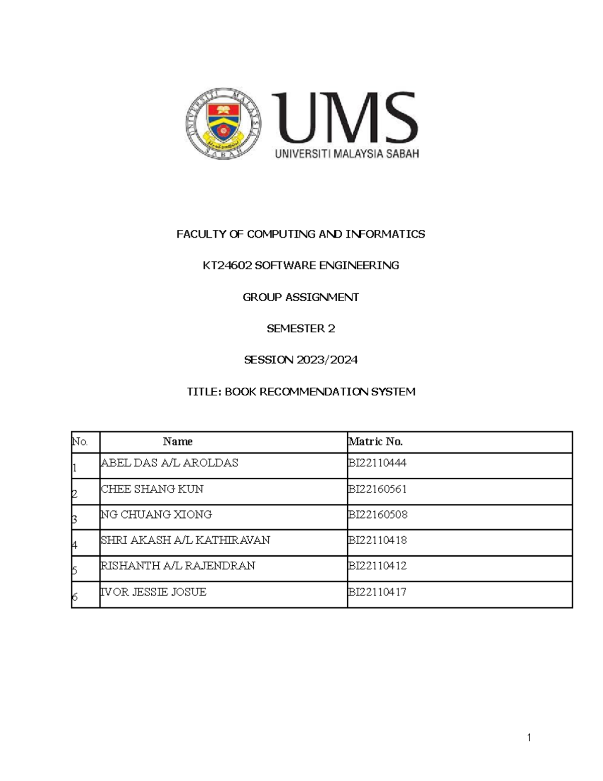 Software engineer report - Google Docs - FACULTY OF COMPUTING AND ...