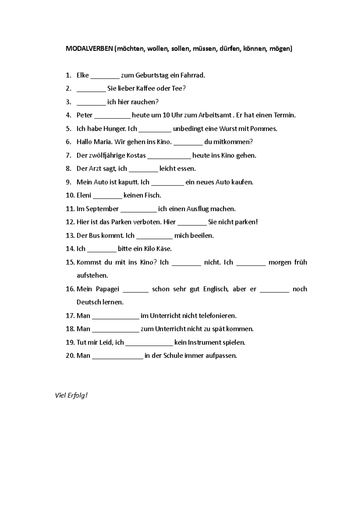 Modalverbentest-grammatikubungen-tests 63159 - MODALVERBEN (möchten ...