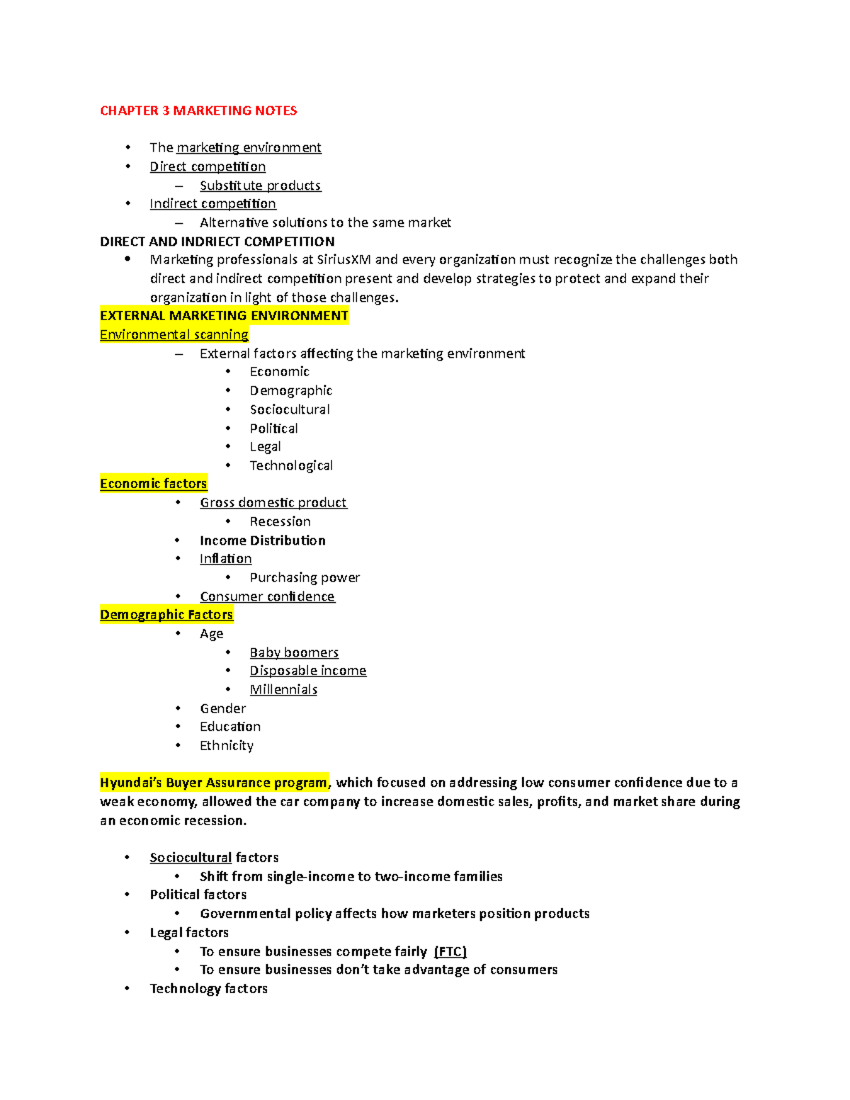 Chapter 3 Marketing Notes - CHAPTER 3 MARKETING NOTES The marketing ...