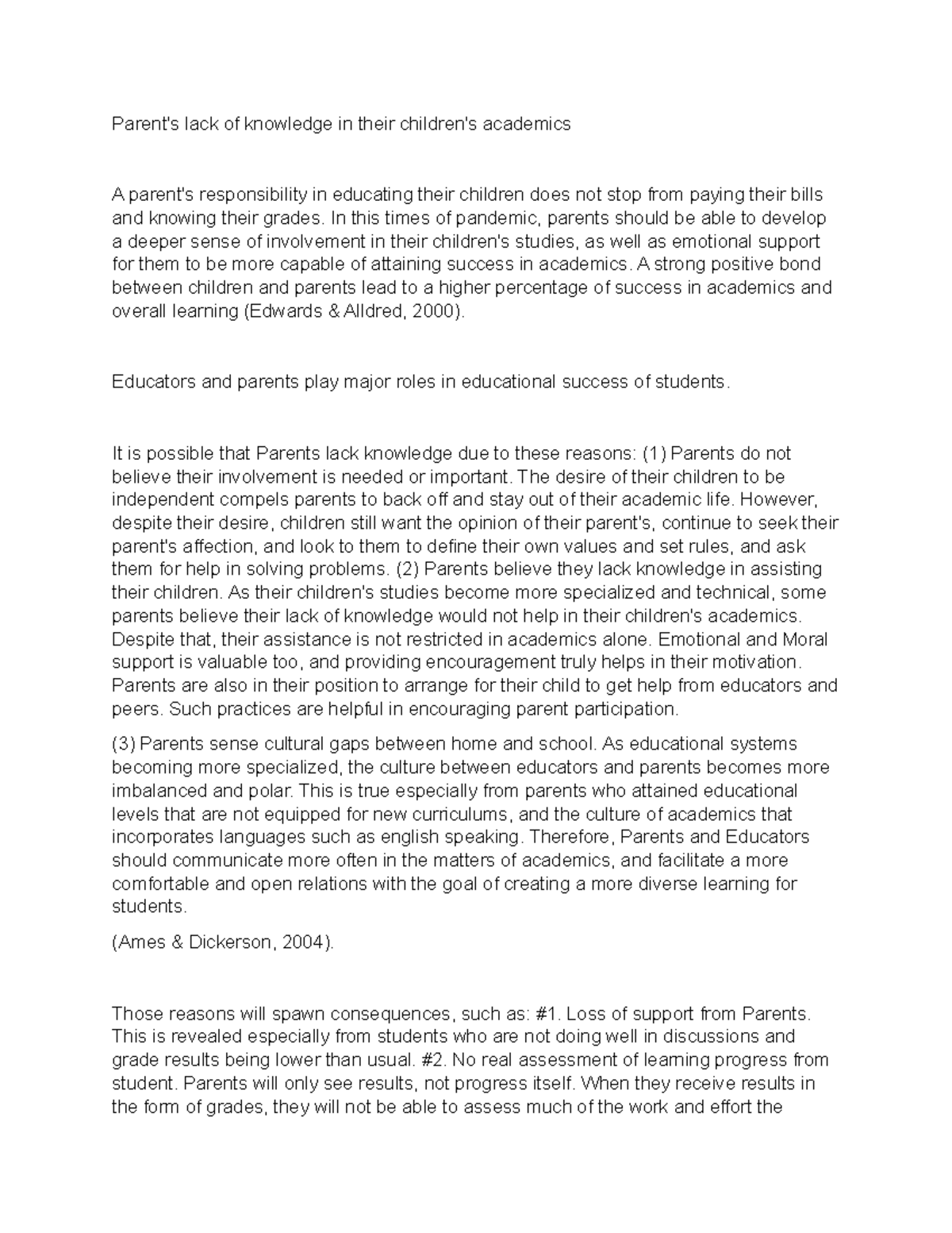 Parent's lack of knowledge - In this times of pandemic, parents should ...