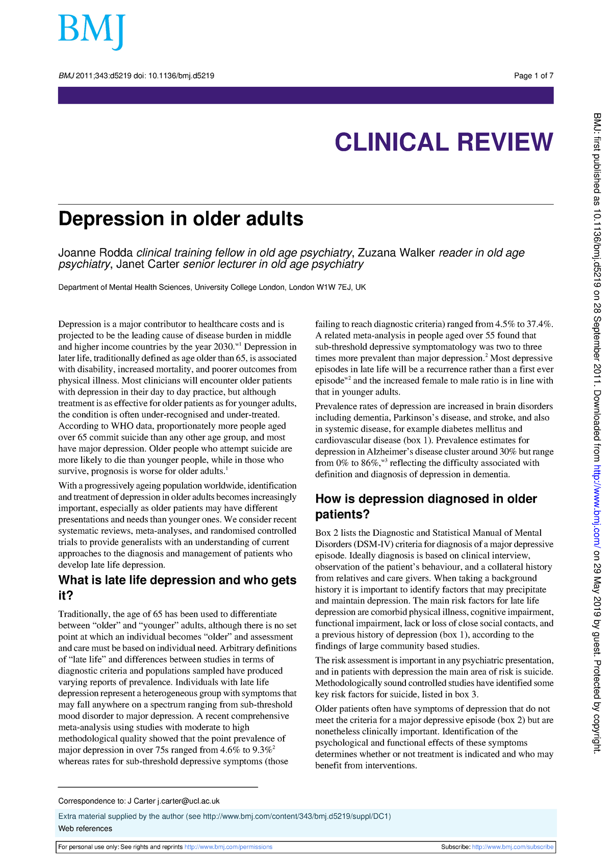 Depression Older People Summarised In The BMJ - Depression In Older ...