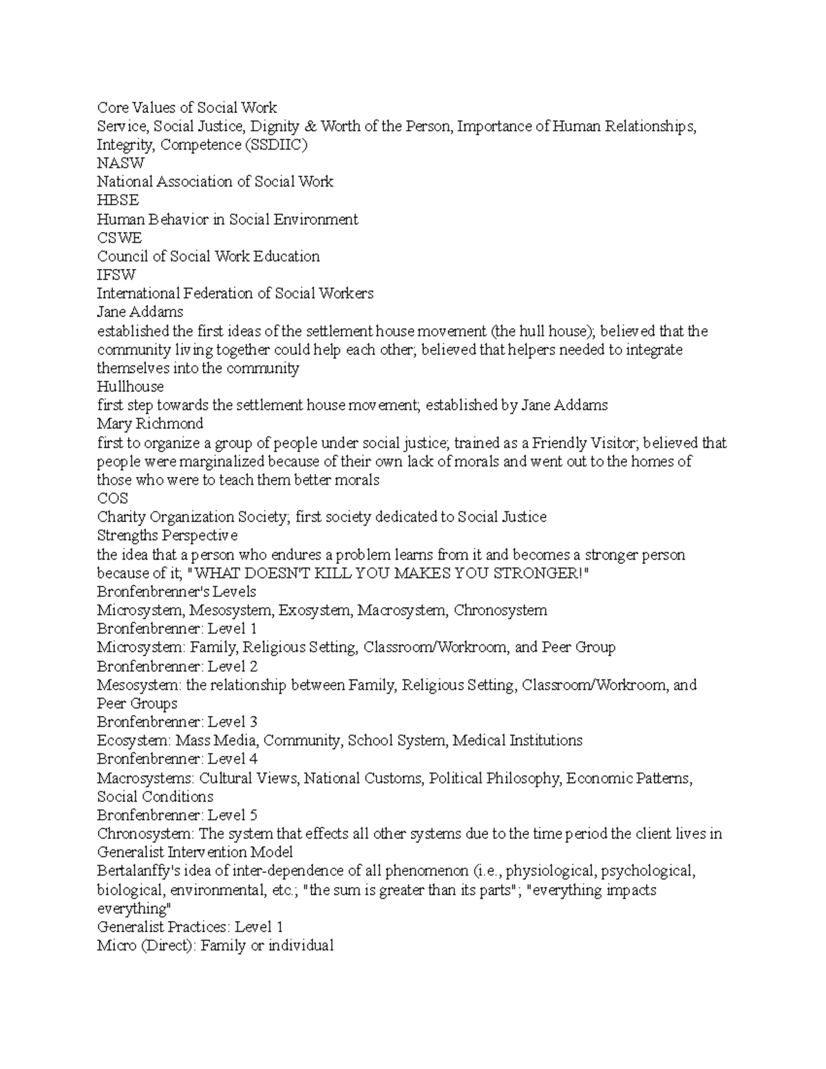 Soc 1 - notes - Core Values of Social Work Service, Social Justice ...