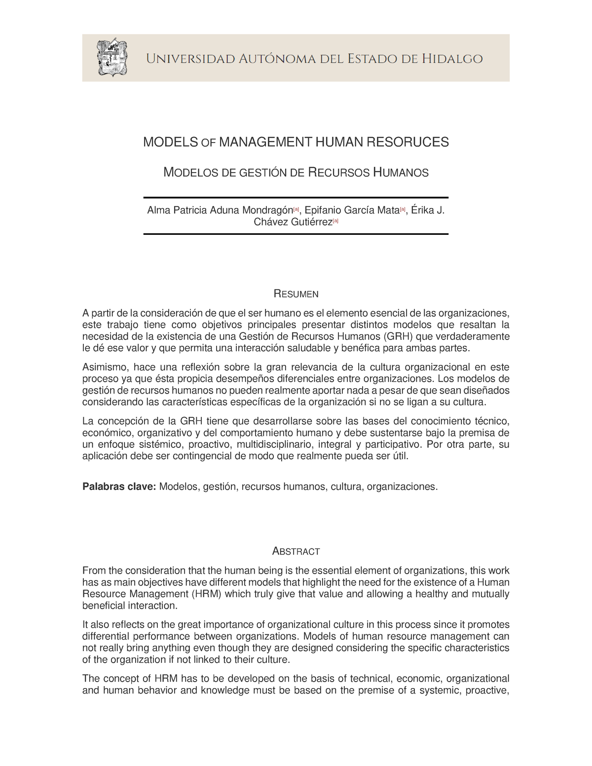 Modelos De Gestión De Recursos Humanos Models Of Management Human Resoruces Modelos De GestiÓn 0489