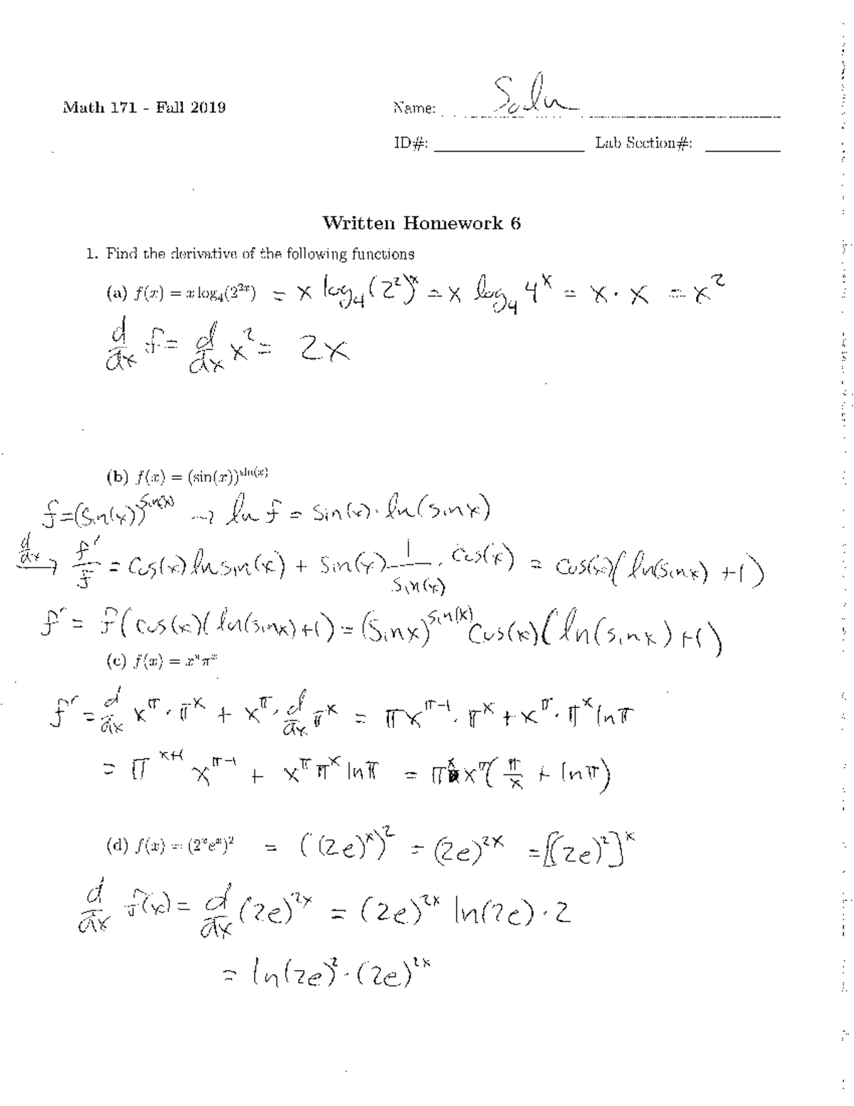 Hw6soln - MATH 171 - Studocu
