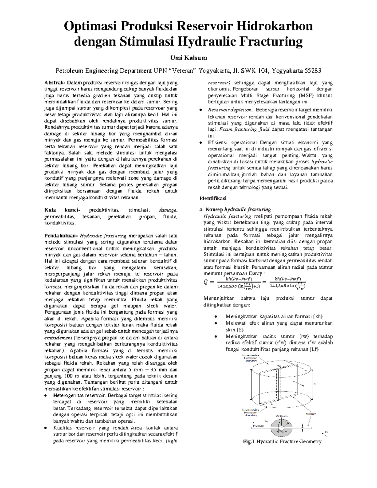 Paper Umi Kalsum-113180122 - Optimasi Produksi Reservoir Hidrokarbon ...