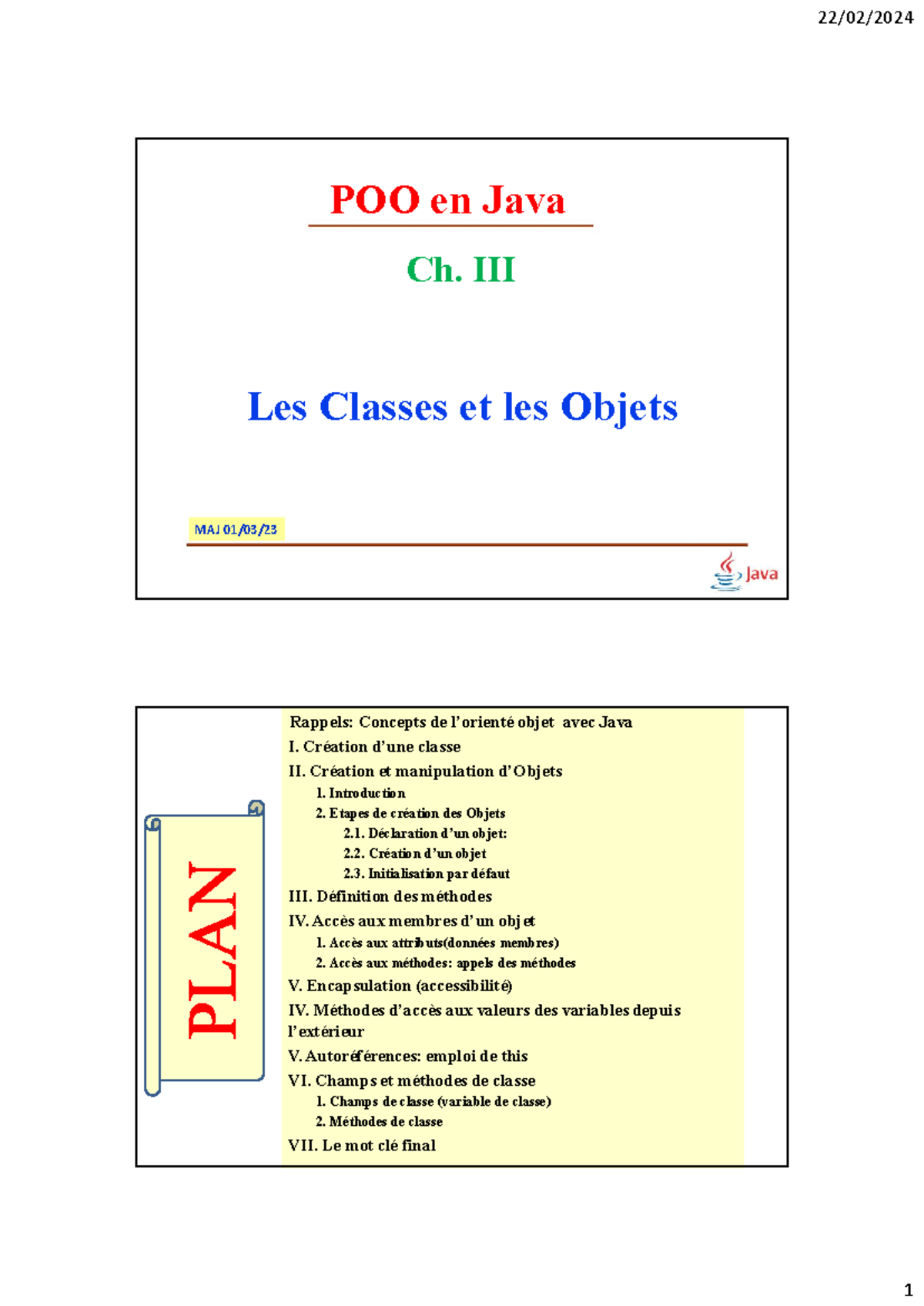 Chapitre 3 du java - POO en Java Ch. III Les Classes et les Objets MAJ ...