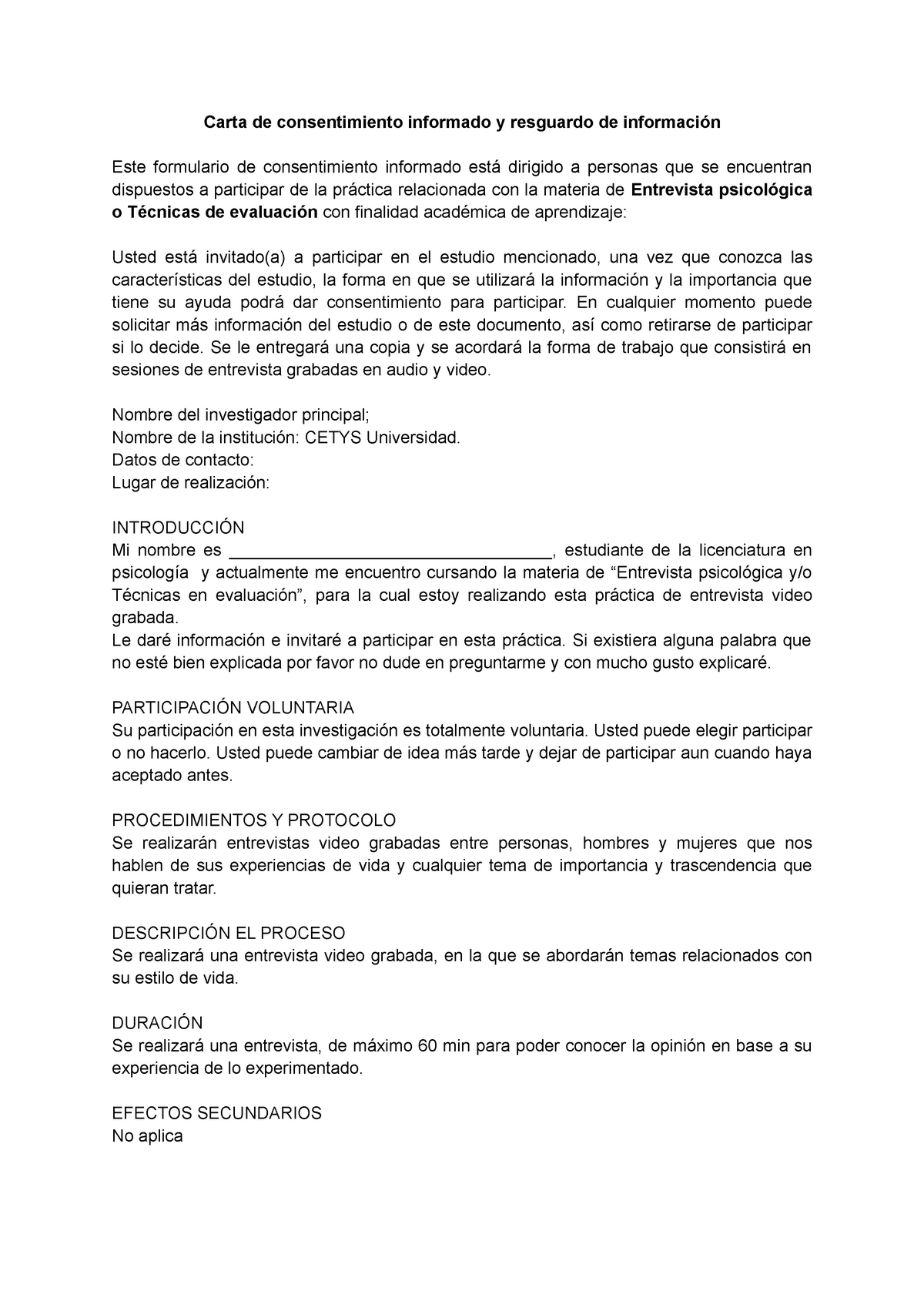 Carta De Consentimiento Informado Ejemplo Sample Site C Kulturaupice