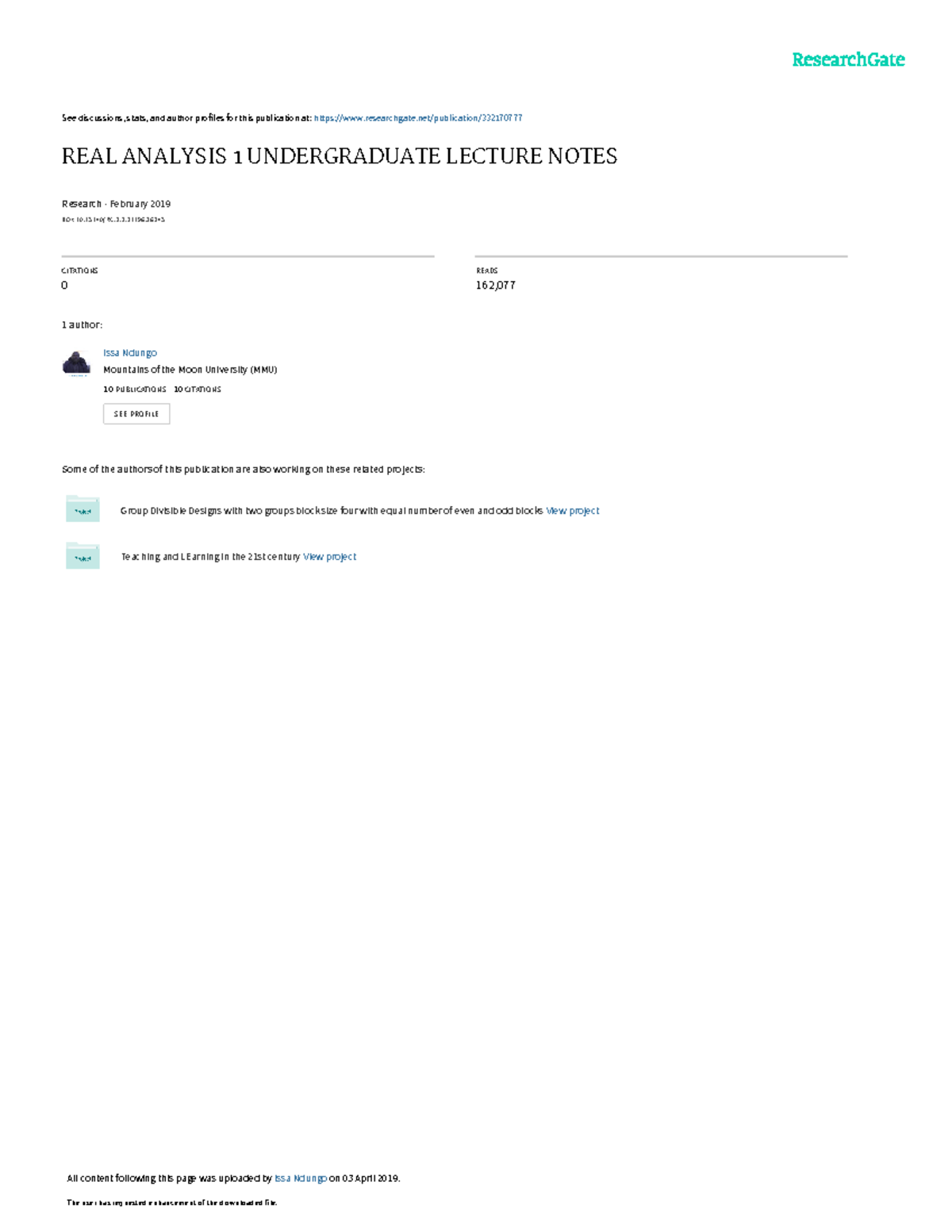 Basic Real Analysis - mathematics - See discussions, stats, and author ...
