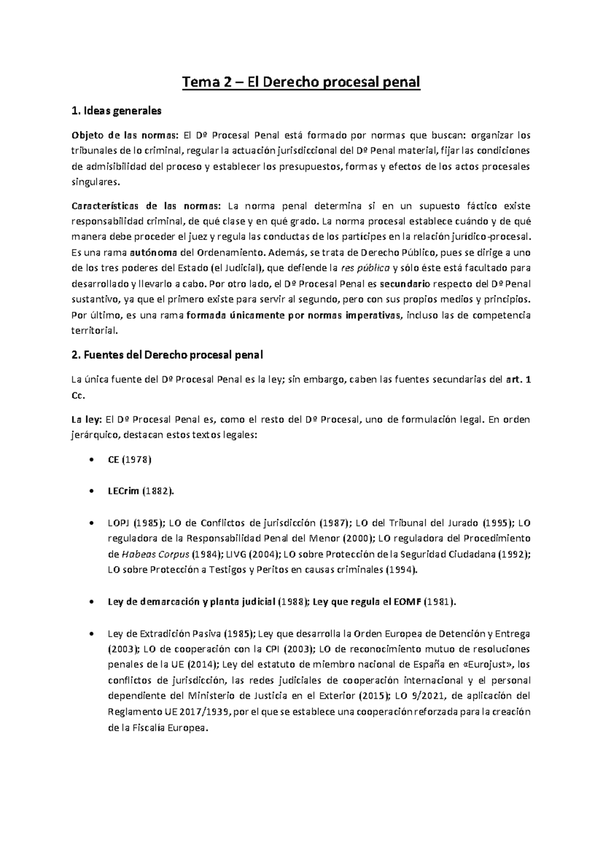 Tema 2 – El Derecho procesal penal - Tema 2 – El Derecho procesal penal ...