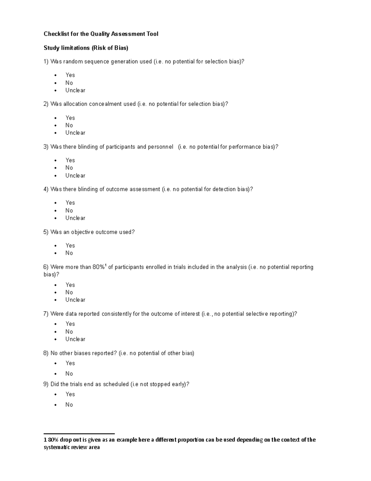 Grade Template FOR RANDOMISED CONTROL TRIAL - Checklist for the Quality ...