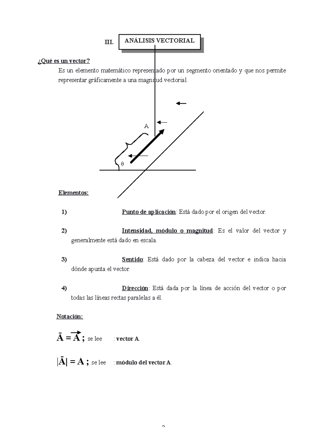 Fisica 1 - III. ¿Qué es un vector? Es un elemento matemático ...