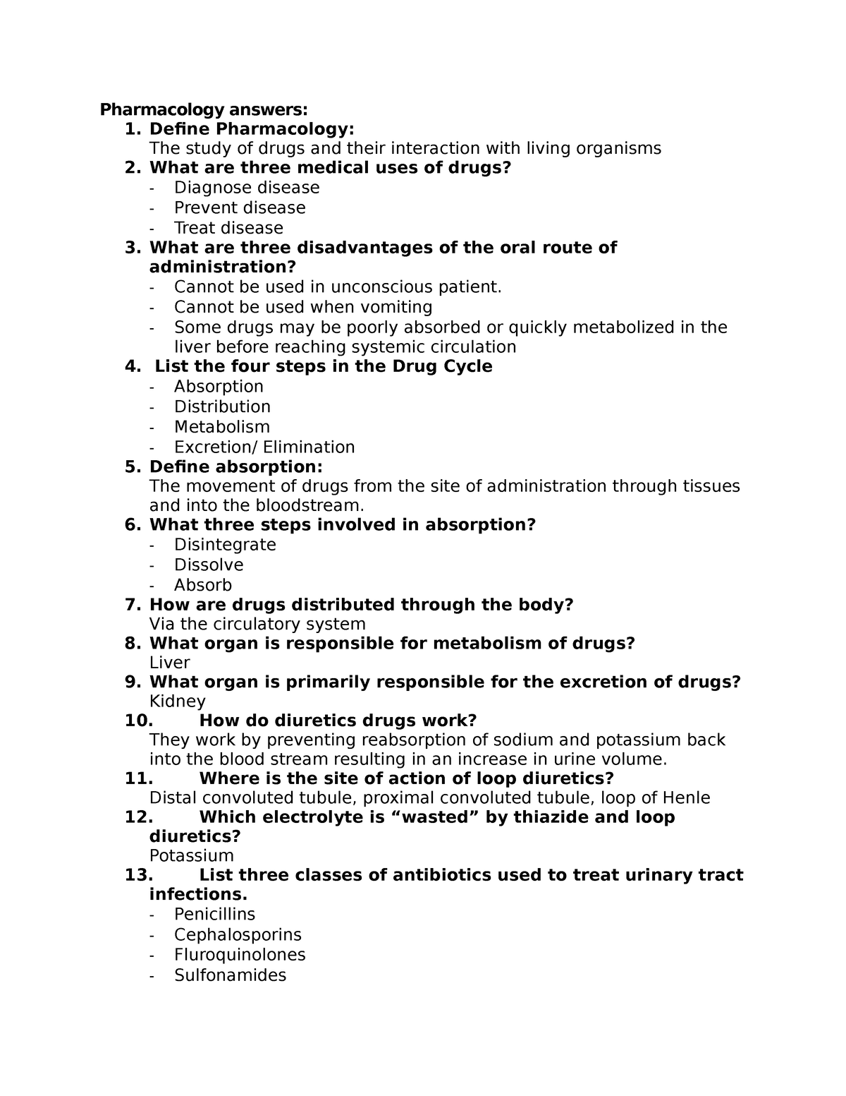 pharmacology case study questions and answers