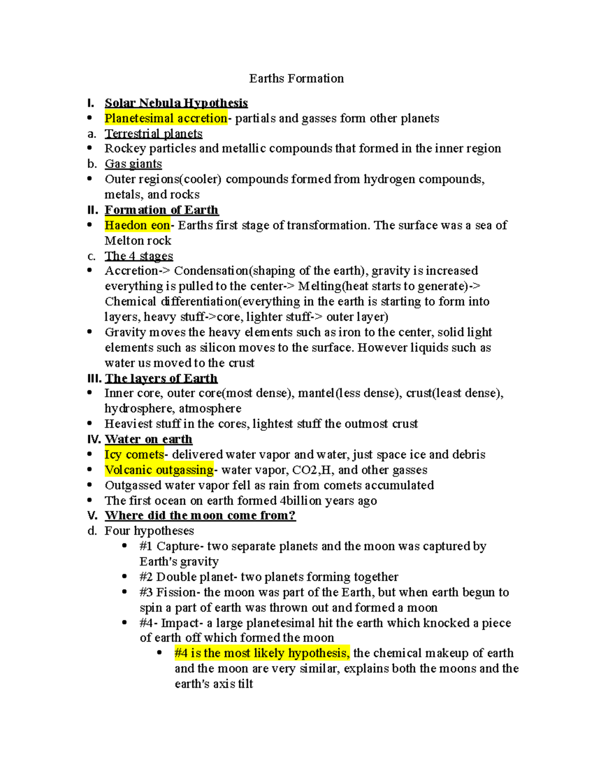 Geology 101 chapter 1 - Earths Formation I. Solar Nebula Hypothesis ...