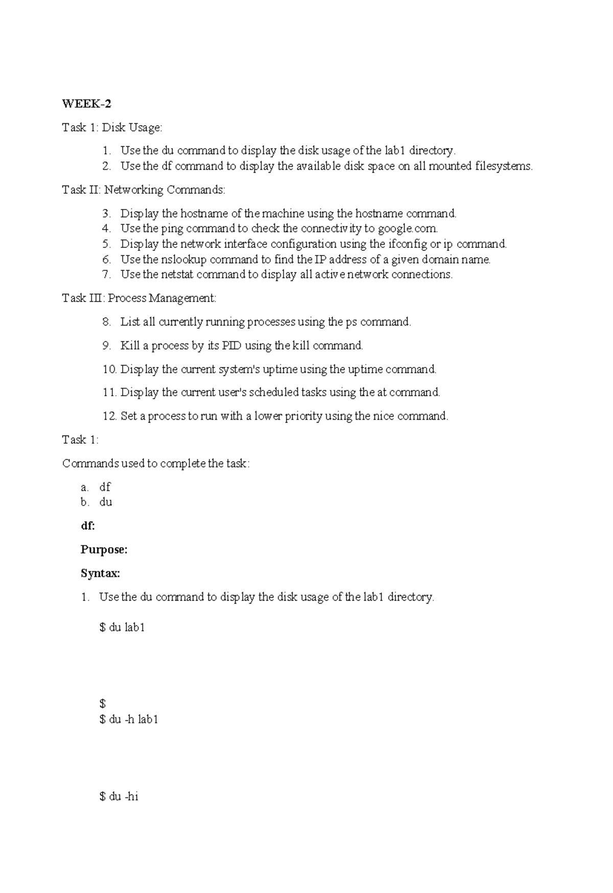 Week 2 lab record model tasks and solutions week task 1 disk