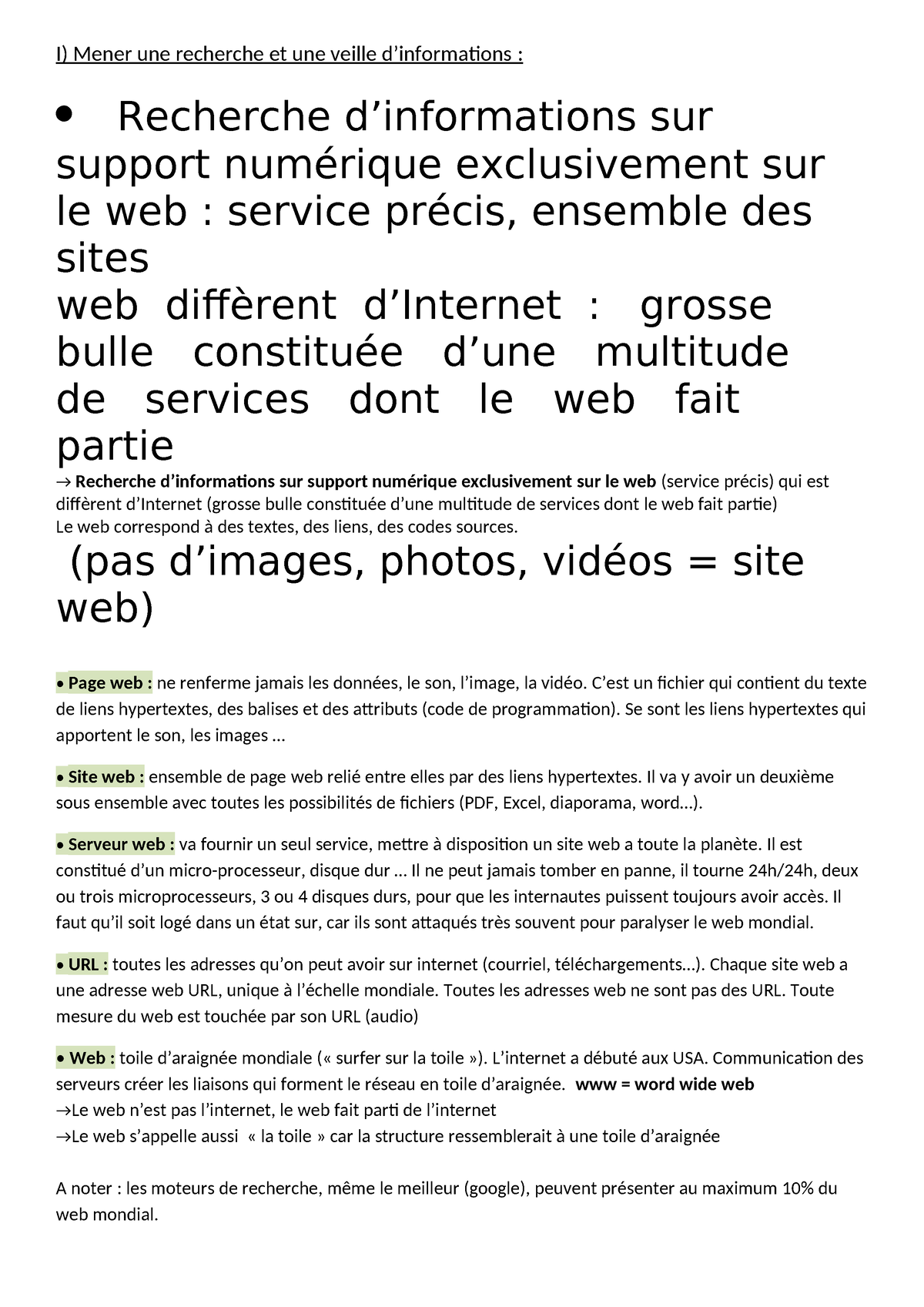 Cours Cun - I) Mener Une Recherche Et Une Veille D’informations ...