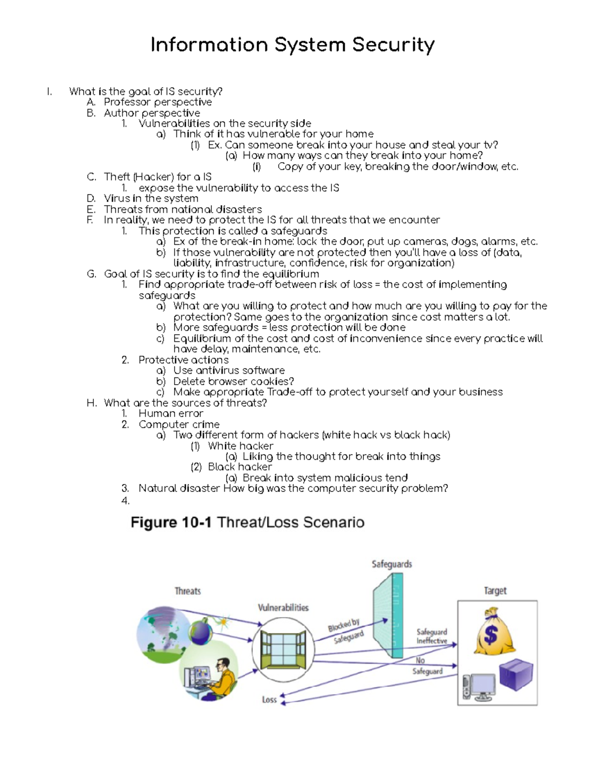 Ch 10 Information System Security - Information System Security I. What ...