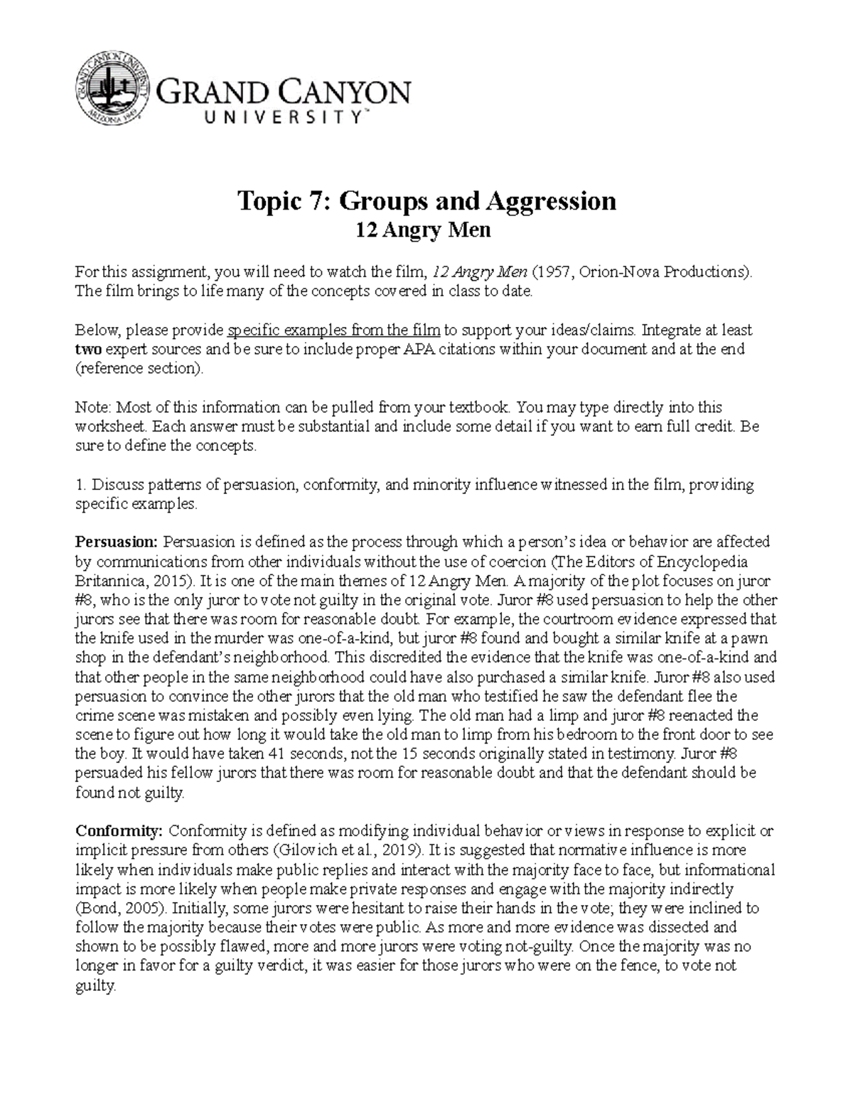 PSY362-RS-12Angry Men - Topic 7: Groups and Aggression 12 Angry Men For ...
