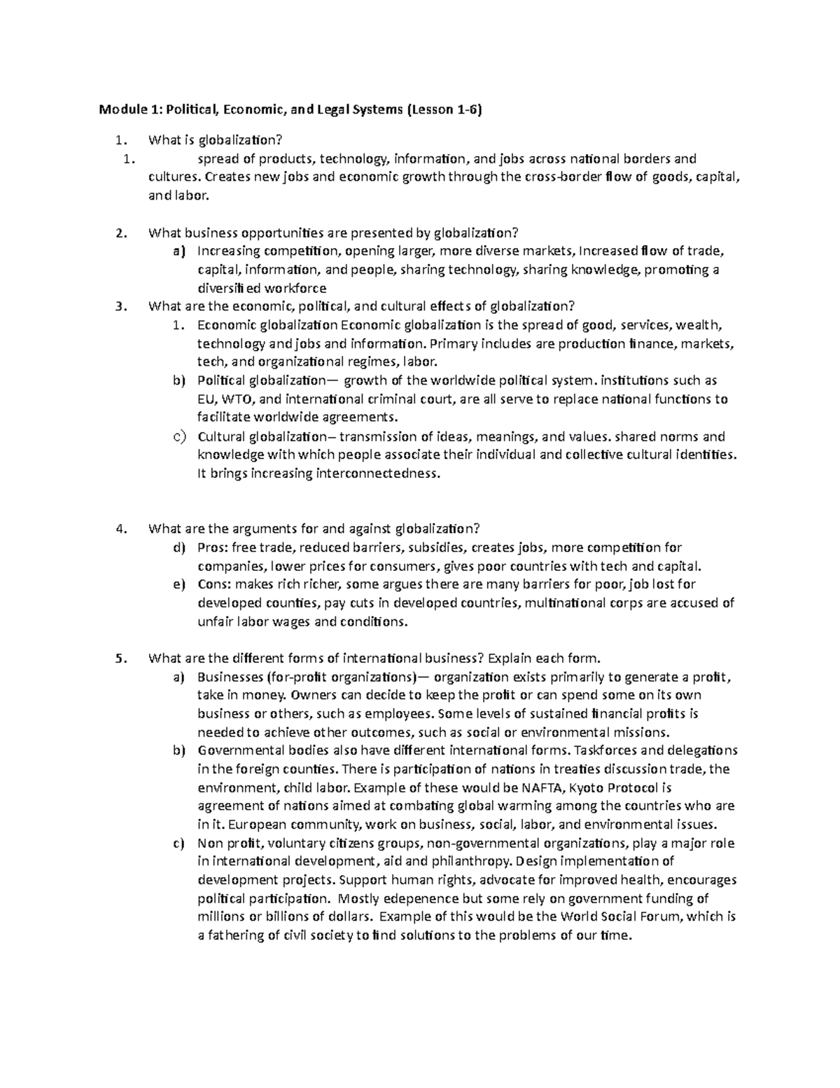 Global B - Notes And Tasks - Module 1: Political, Economic, And Legal ...