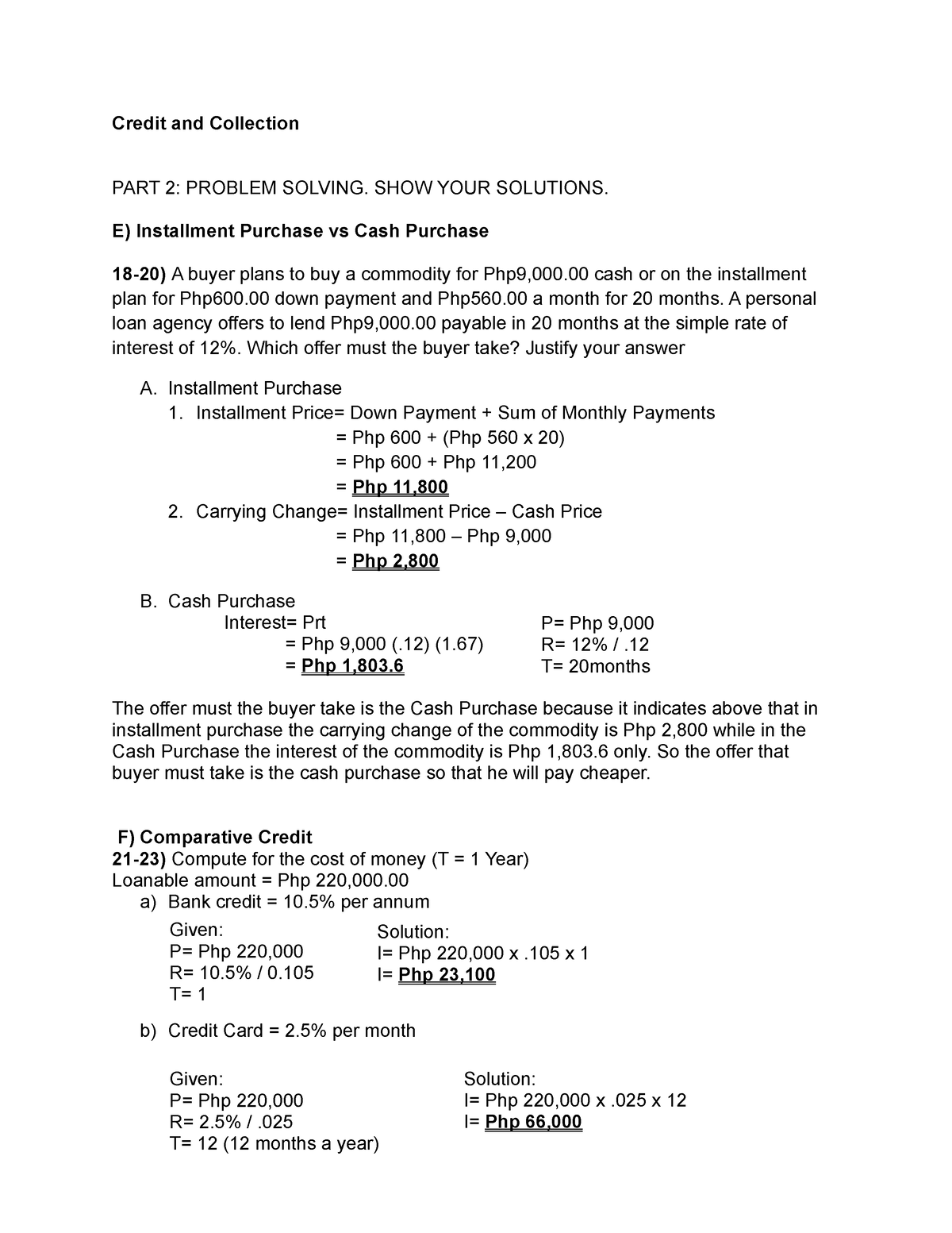 cash purchase of equipment