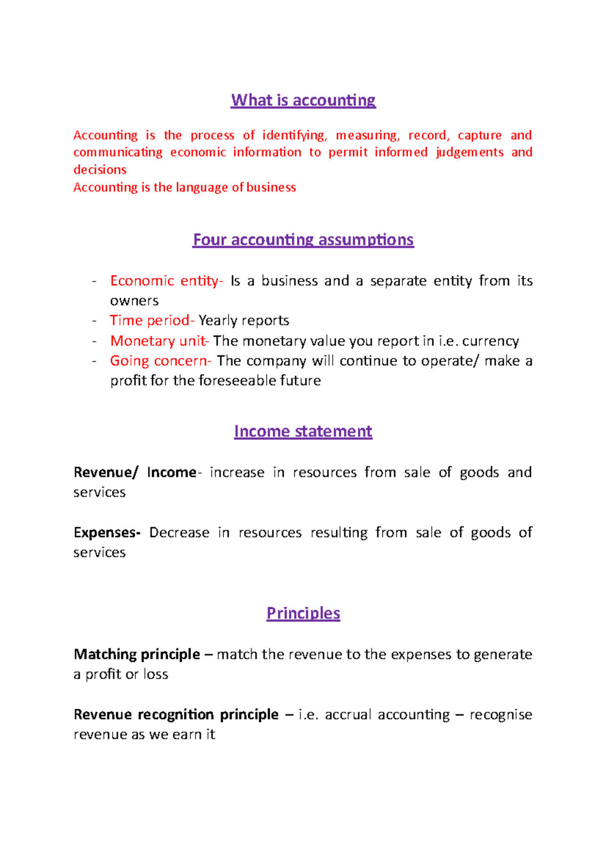 Lecture 1 Notes - What is accounting Accounting is the process of ...