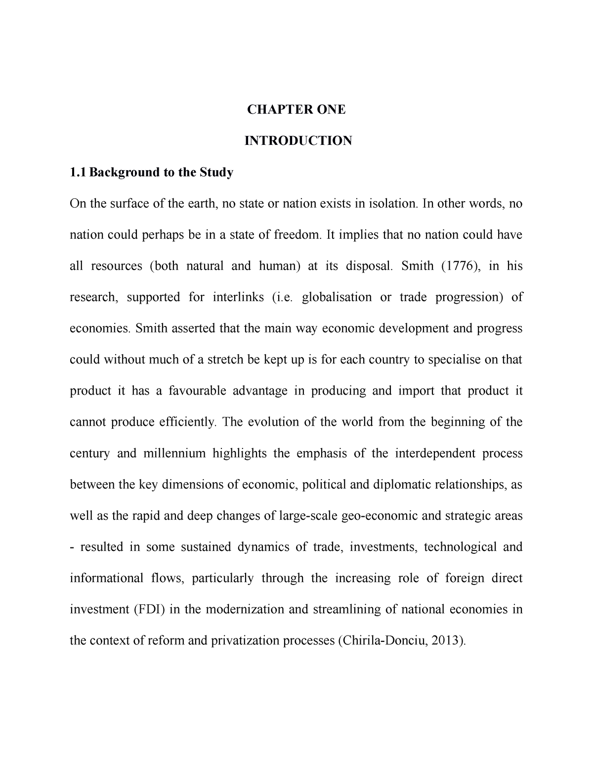 Globalisation 1, 2, 3 AND Questionnaire - CHAPTER ONE INTRODUCTION 1 ...