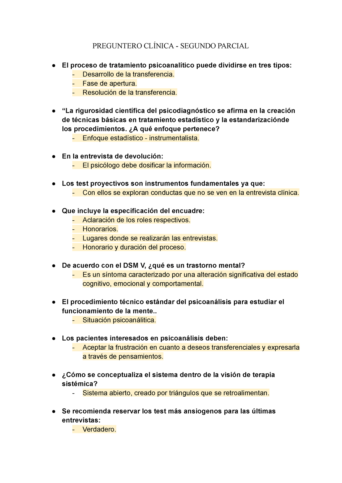 Documento Sin Título Preguntero Primer Parcial Preguntero ClÍnica