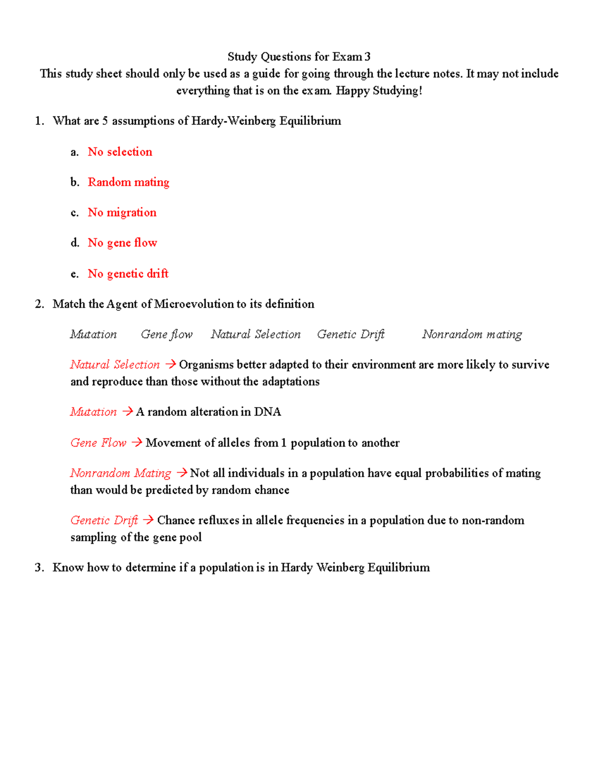 Exam 3 Study Guide - Review For Exam 3 - Study Questions For Exam 3 ...