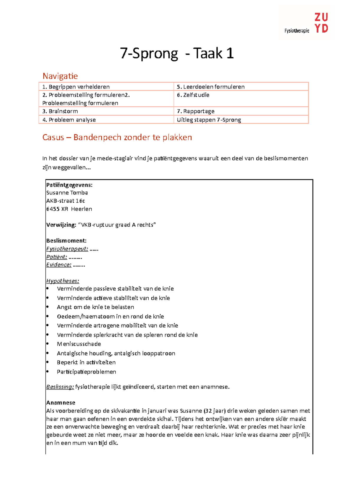 7-sprong Probleemtaak Taak 1 DEF - 7-Sprong - Taak 1 Navigatie ...