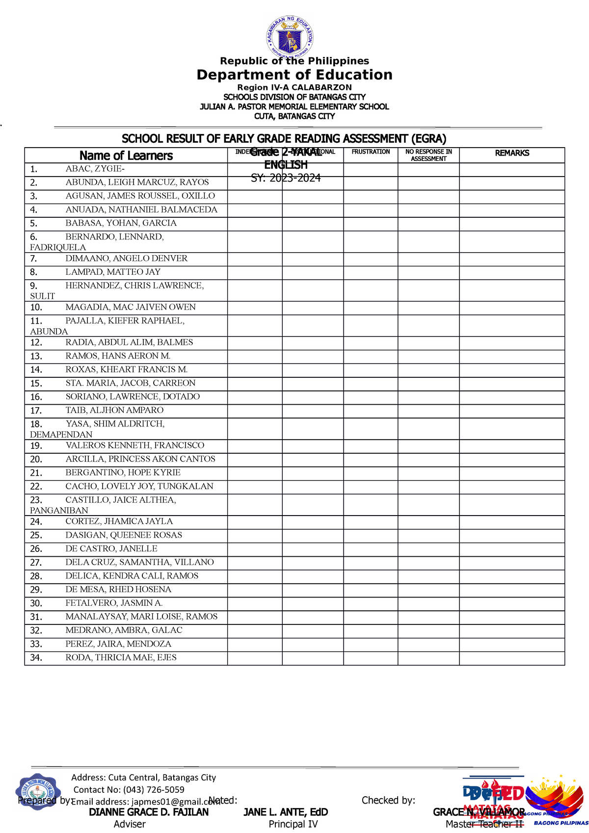 EGRA- Assessment-DOCS - Republic of the Philippines Department of ...