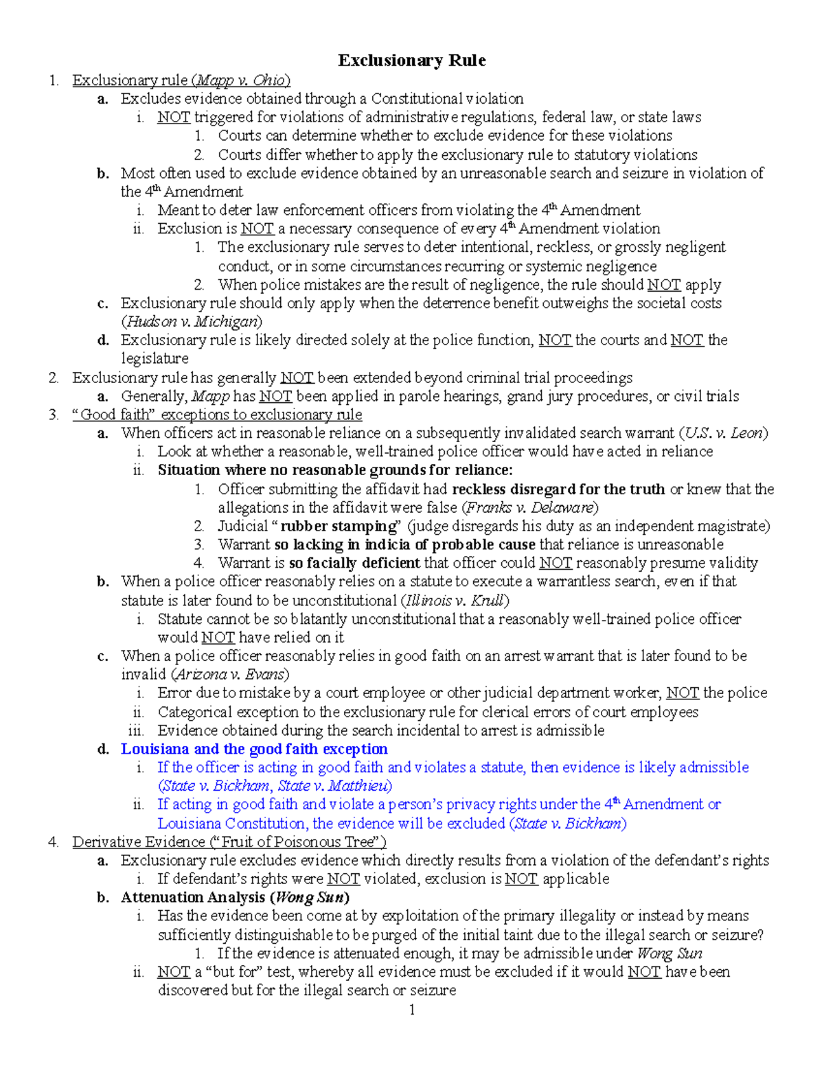 Civil Procedure II Outline For First Year Law Students - Exclusionary ...