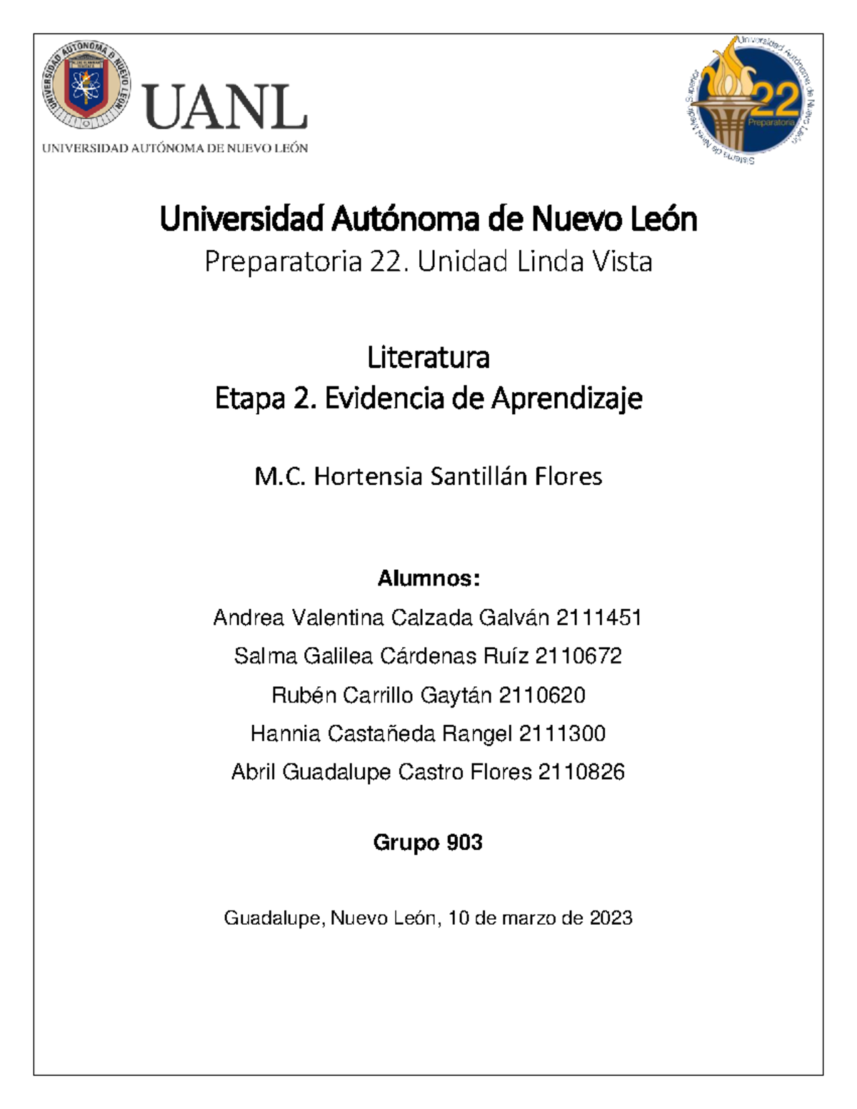 Equipo 2 EV2 Lit - todo lo visto e4 - Universidad Autónoma de Nuevo ...