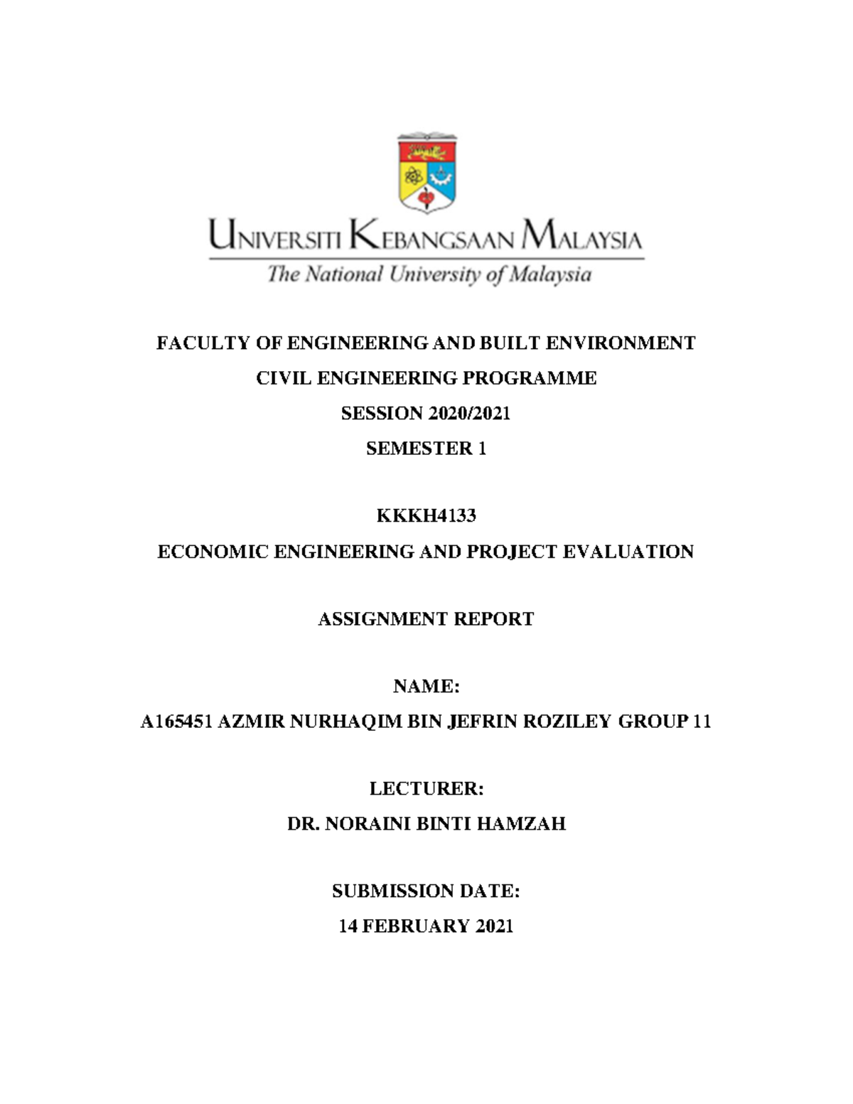 Economics For Engineering Final Project Faculty Of Engineering And