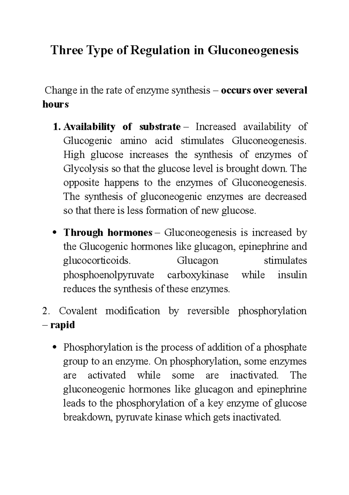 Three Type of Regulation in Gluconeogenesis - High glucose increases ...