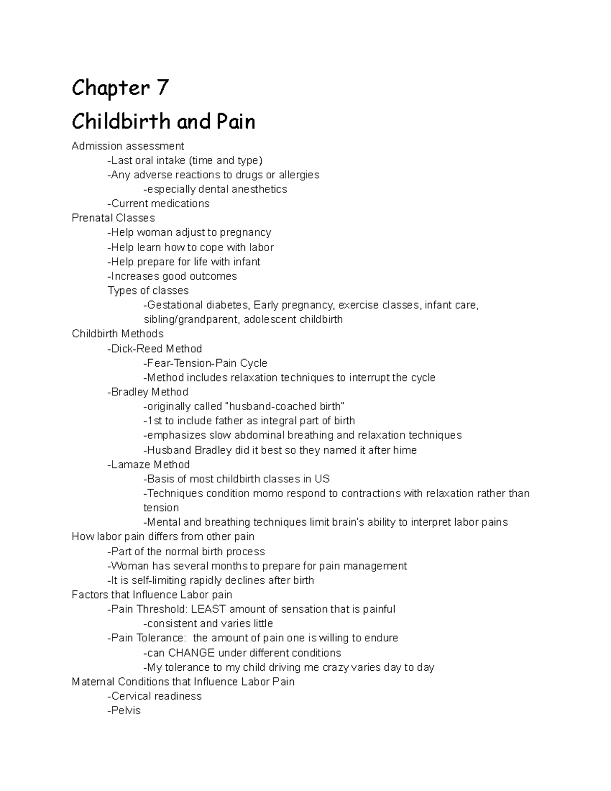 Childbirth and Pain Management: Methods Factors and Techniques - Studocu