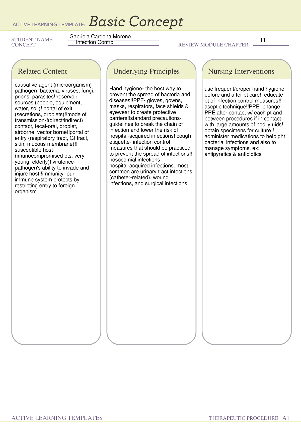 Basic Concept form Infection Control - NUR2811C - STUDENT NAME CONCEPT ...