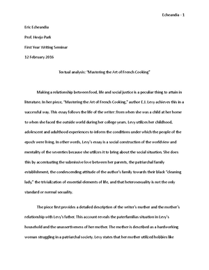 Textual analysis- u201cMastering the Art of French Cooking 