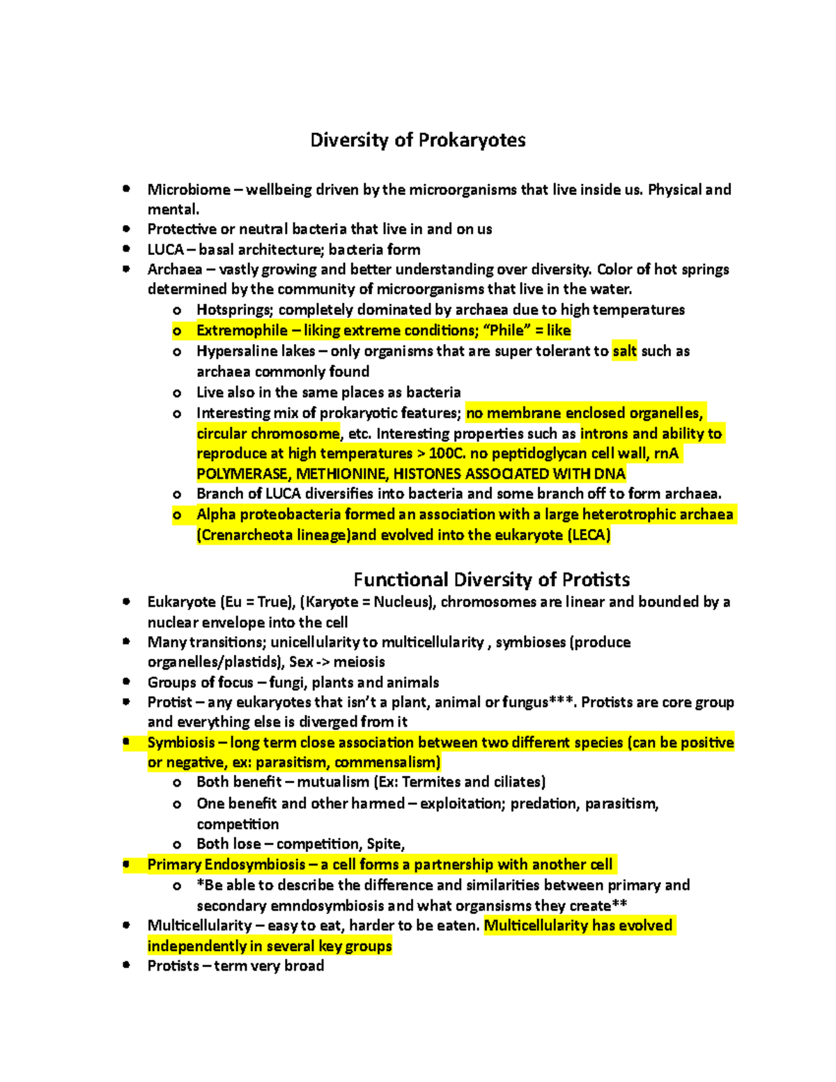 Bio 2 Final Exam Study Guide - Diversity of Prokaryotes Microbiome ...