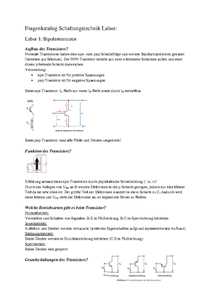 Elektronische SchaltungstechniK LABOR Fragensammlung Fragenkatalog