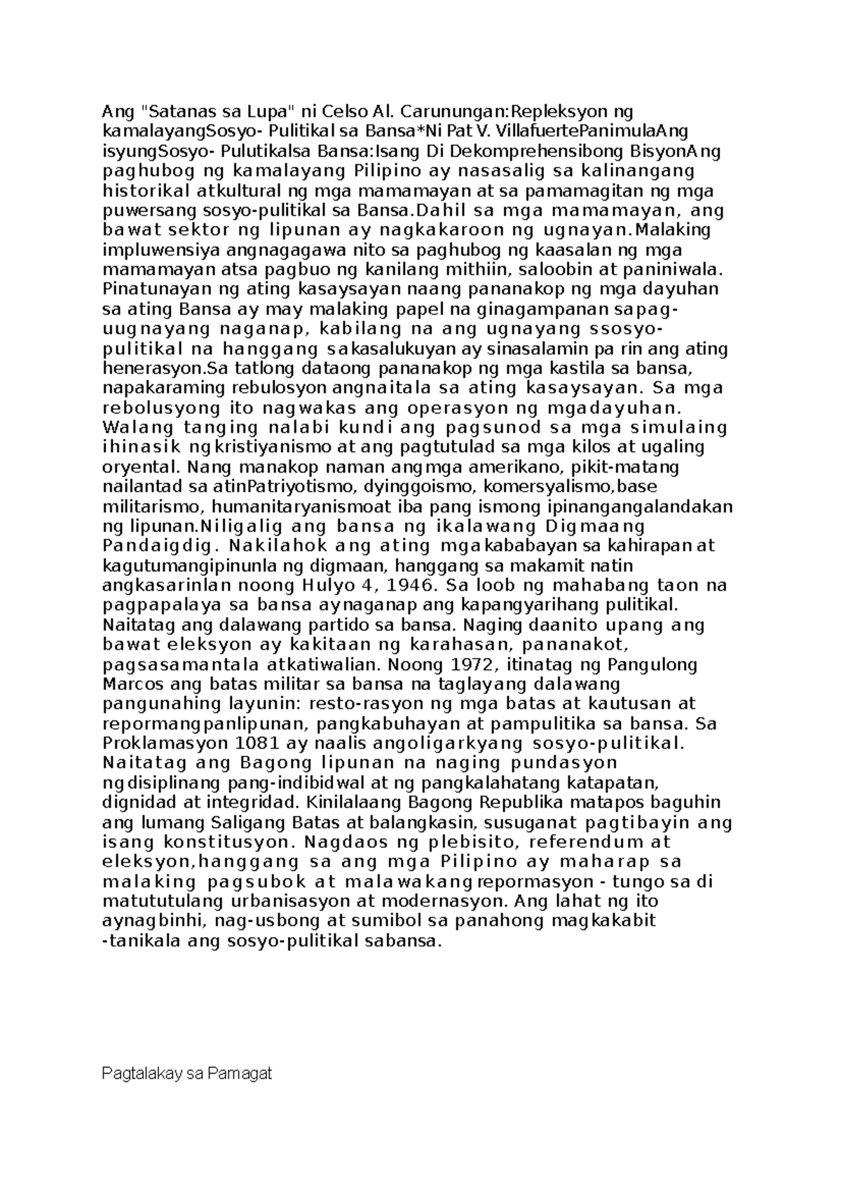 Satanas Sa Lupa It's all about politics. Ang "Satanas sa Lupa" ni