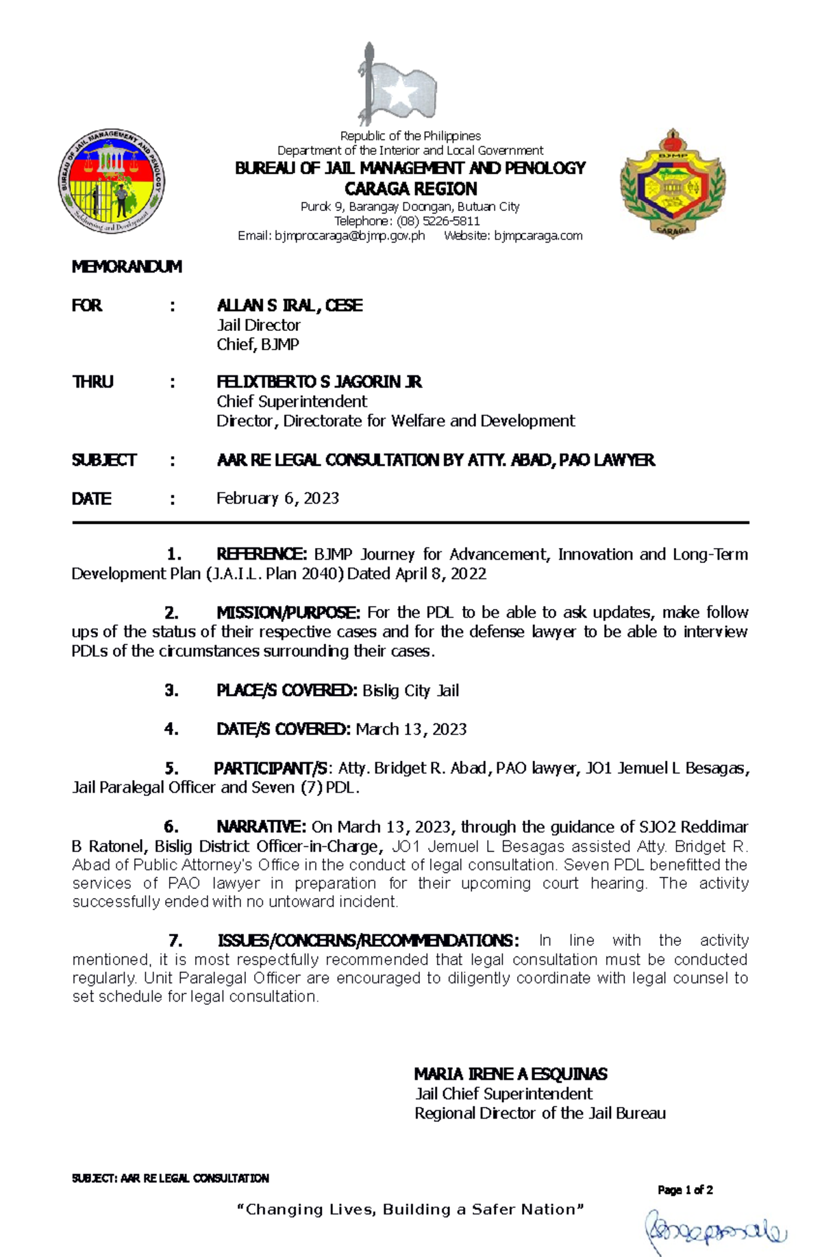 2.3.23 AAR FREE Legal Consultation DAPA Republic of the Philippines