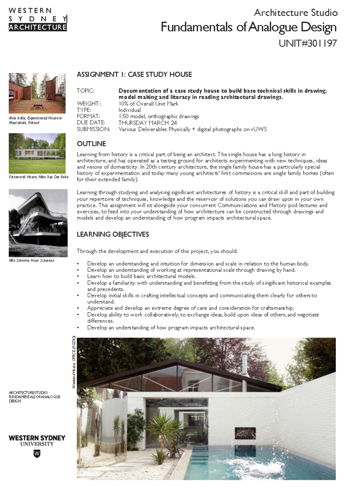 Assignment 01 Case Study House 2022 - W E S T E R N Architecture Studio ...