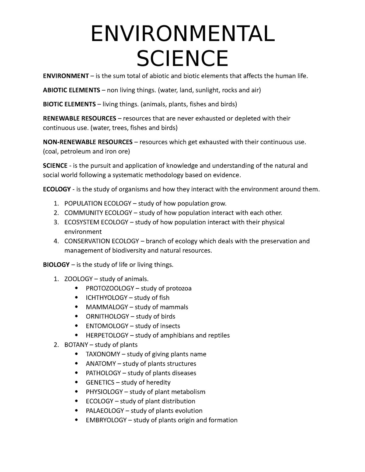 Envisci-1 - Environmental Science - SCIENCE ENVIRONMENT – Is The Sum ...